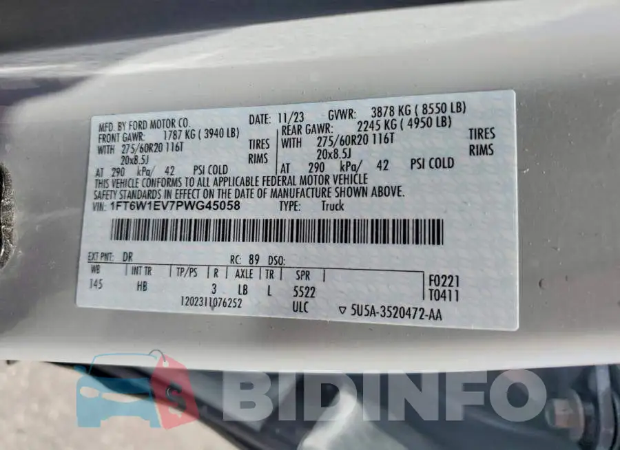 1FT6W1EV7PWG45058 Photo# 12