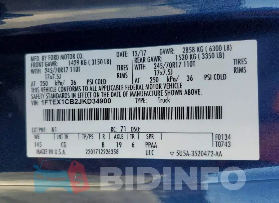 1FTEX1CB2JKD34900 Photo# 12