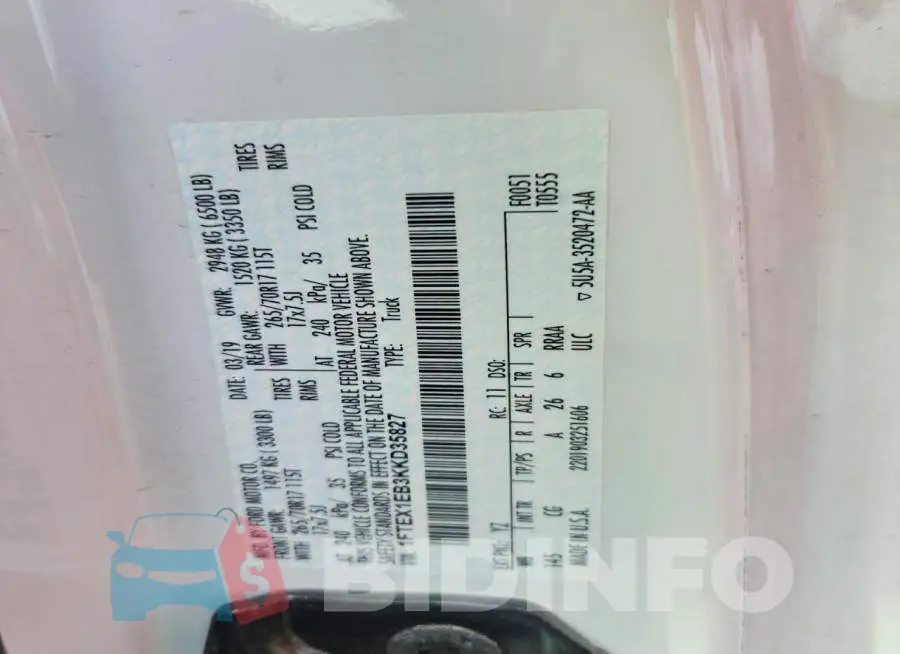 1FTEX1EB3KKD35827 Photo# 12