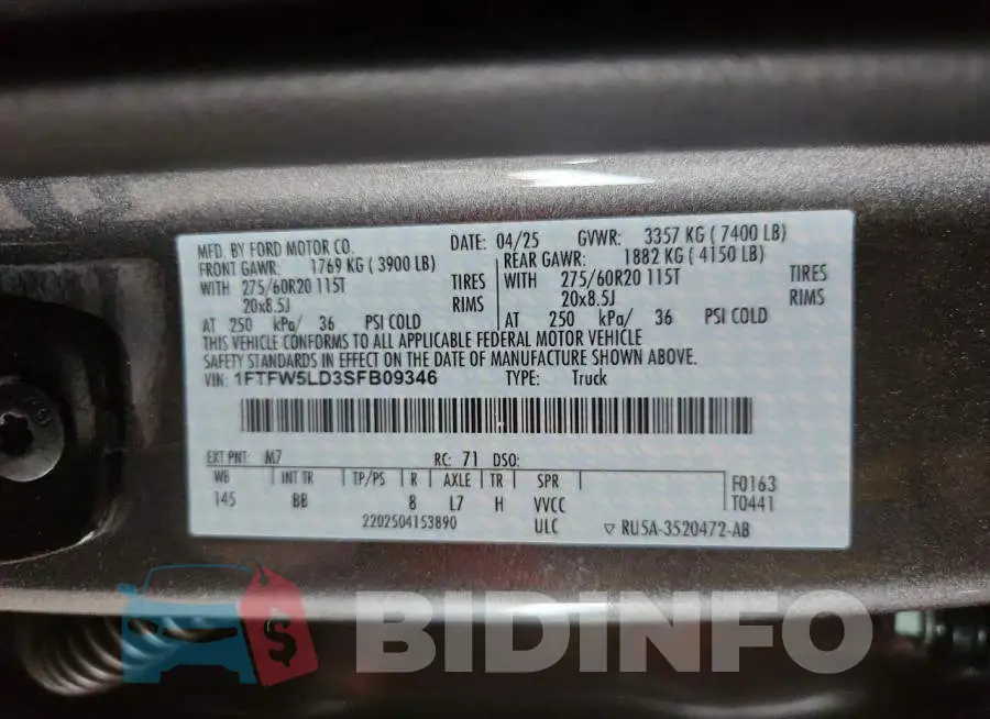 1FTFW5LD3SFB09346 Photo# 12
