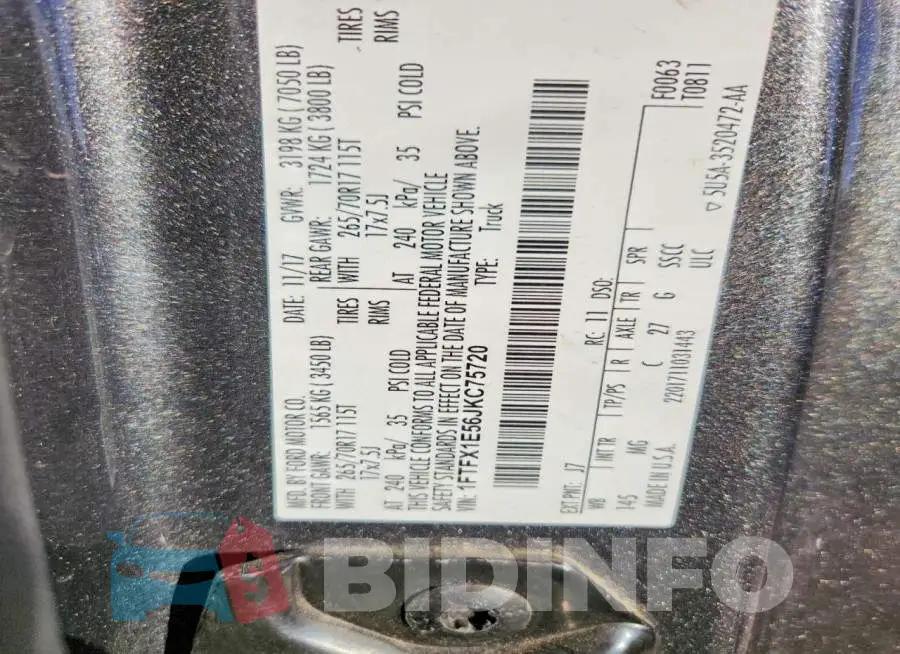 1FTFX1E56JKC75720 Photo# 12