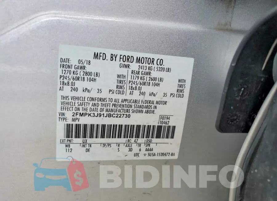 2FMPK3J91JBC22730 Photo# 13