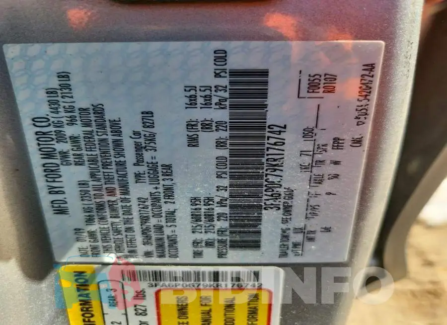 3FA6P0G79KR176742 Photo# 12