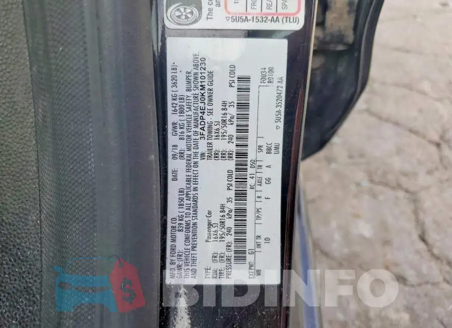 3FADP4EJ0KM101230 Photo# 12
