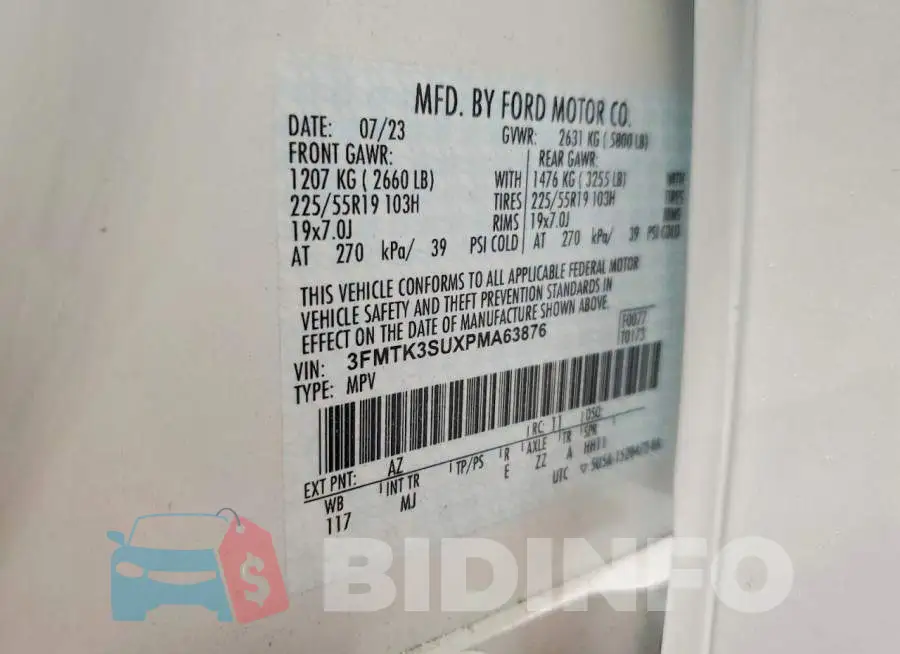 3FMTK3SUXPMA63876 Photo# 12