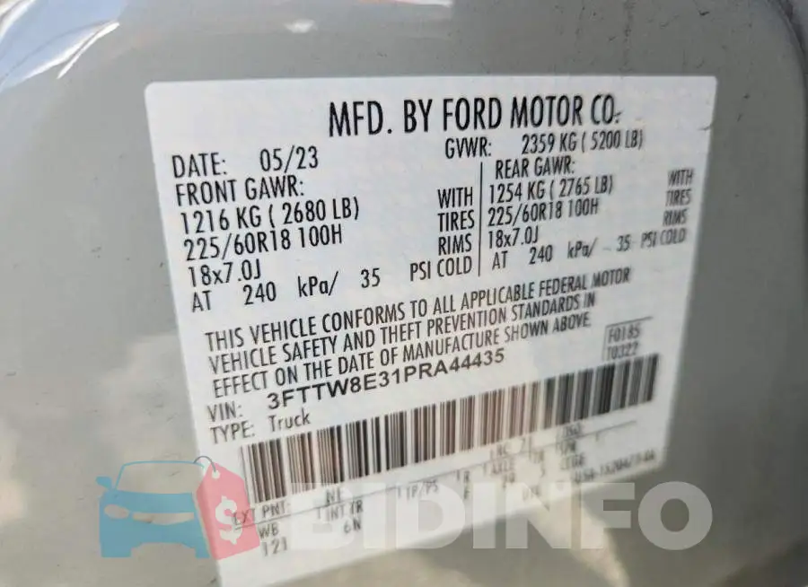 3FTTW8E31PRA44435 Photo# 13