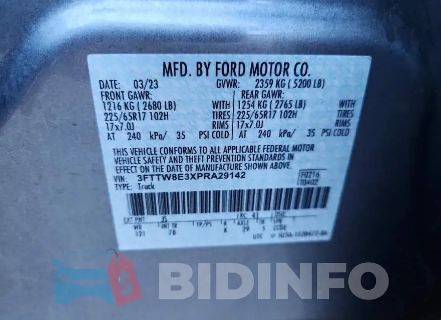 3FTTW8E3XPRA29142 Photo# 12