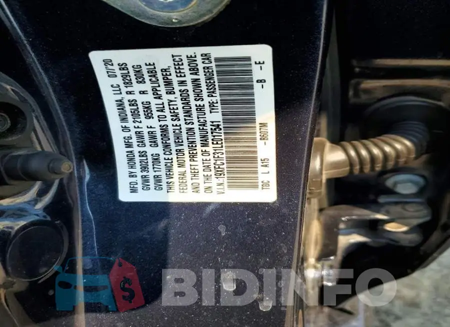 19XFC1F31LE017541 Photo# 12