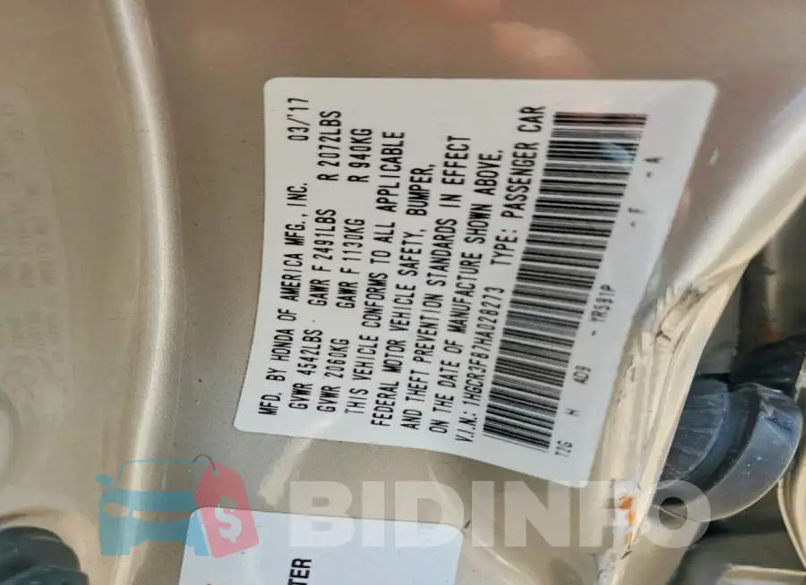 1HGCR3F87HA028273 Photo# 12