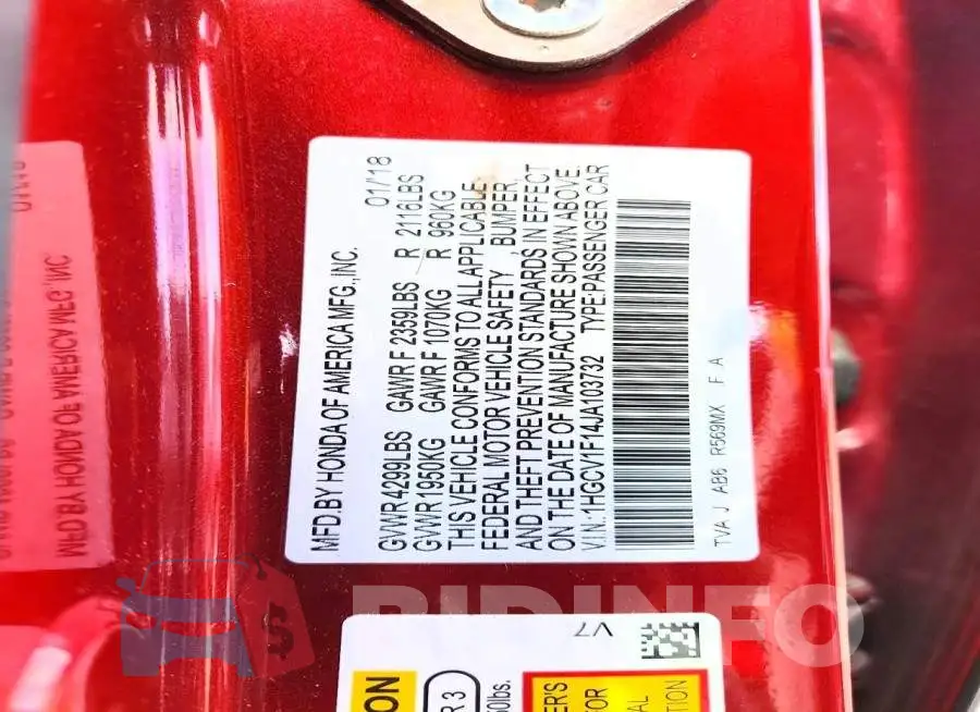 1HGCV1F14JA103732 Photo# 12