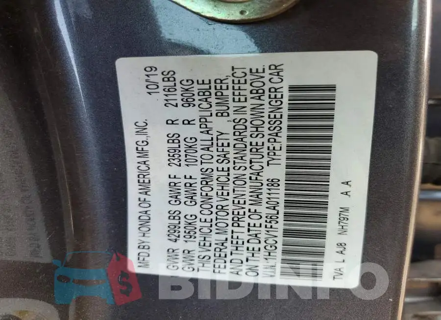 1HGCV1F56LA011186 Photo# 12
