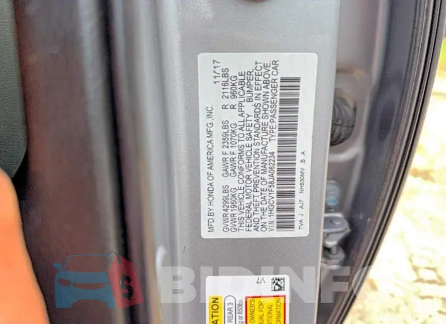 1HGCV1F58JA062234 Photo# 10