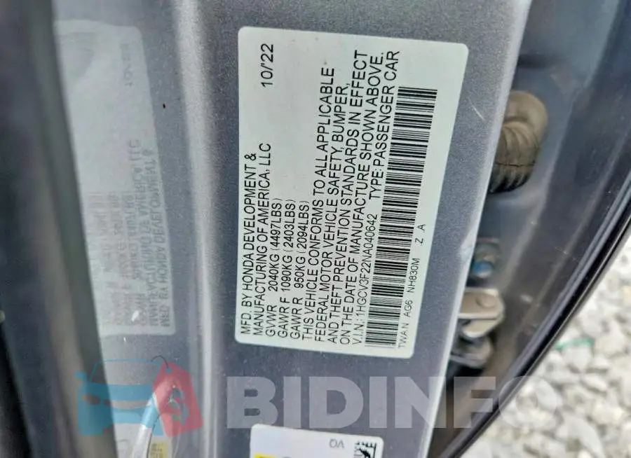 1HGCV3F22NA040642 Photo# 12