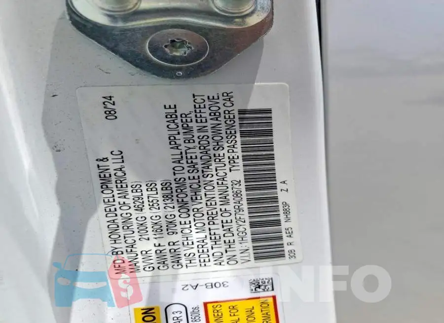 1HGCY2F79RA086732 Photo# 12