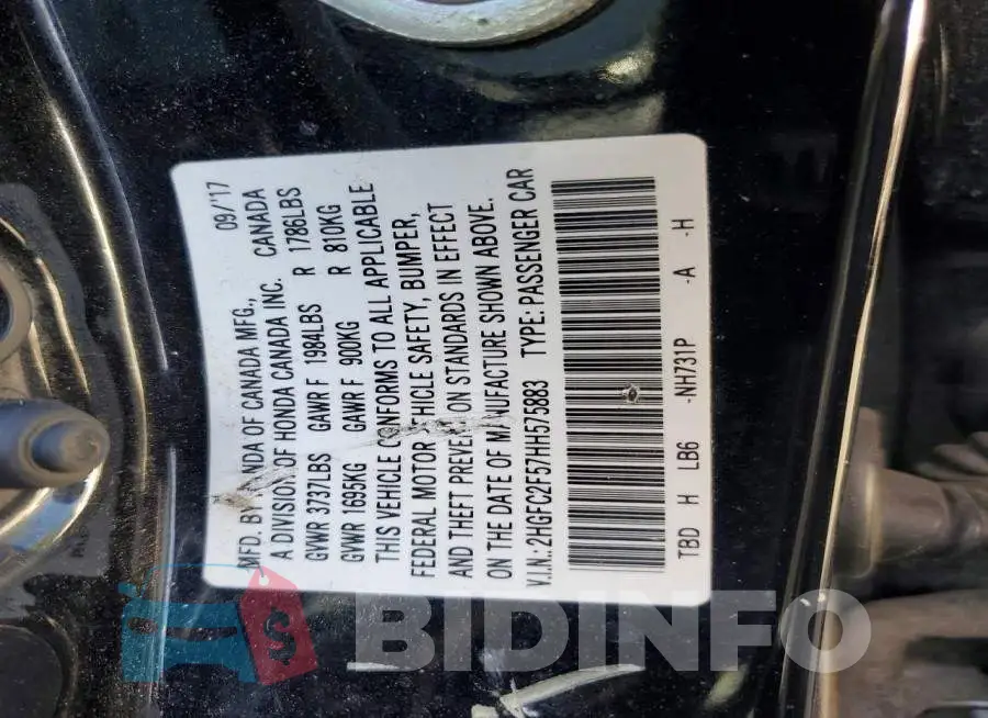 2HGFC2F57HH575883 Photo# 12