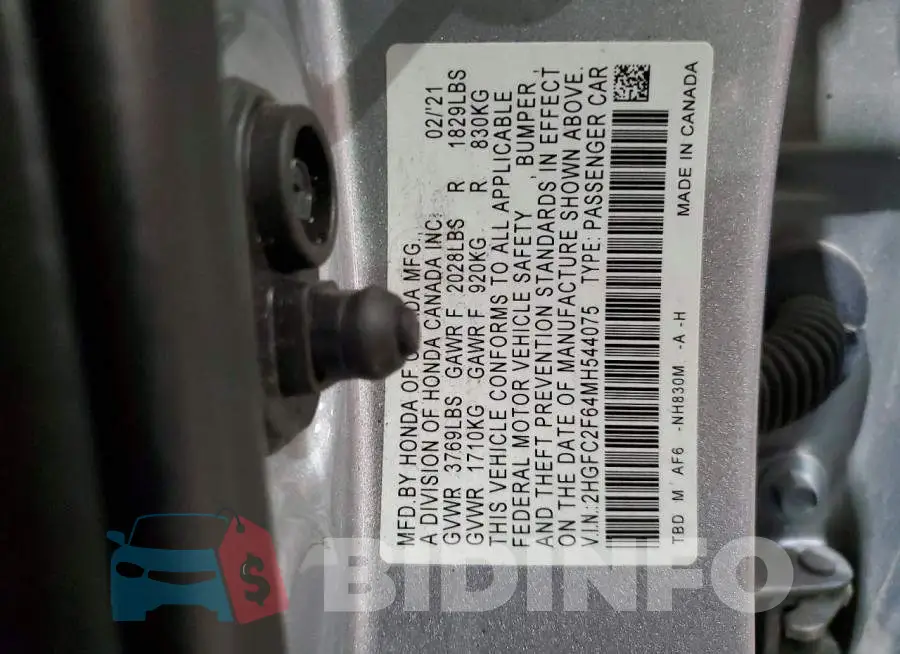 2HGFC2F64MH544075 Photo# 12
