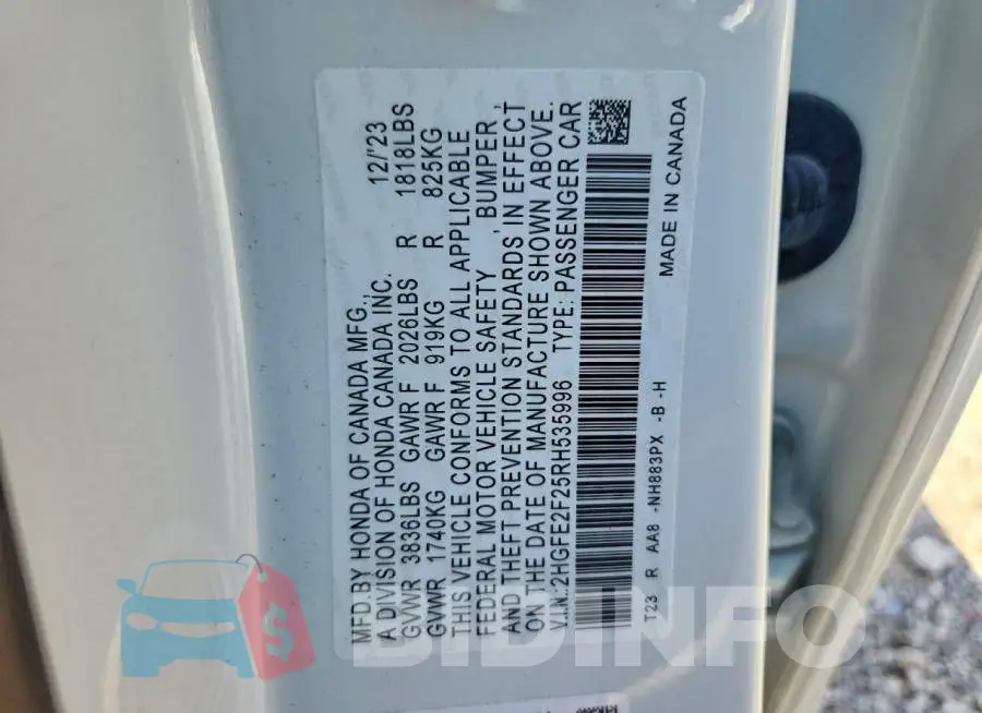 2HGFE2F25RH535996 Photo# 12
