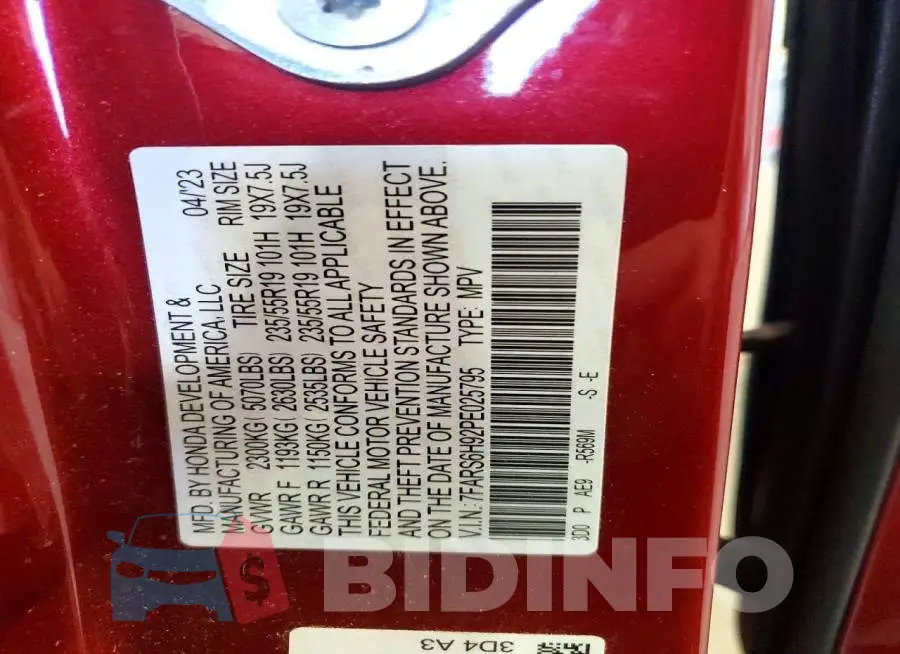 7FARS6H92PE025795 Photo# 13