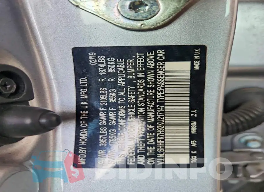 SHHFK7H92KU217147 Photo# 12