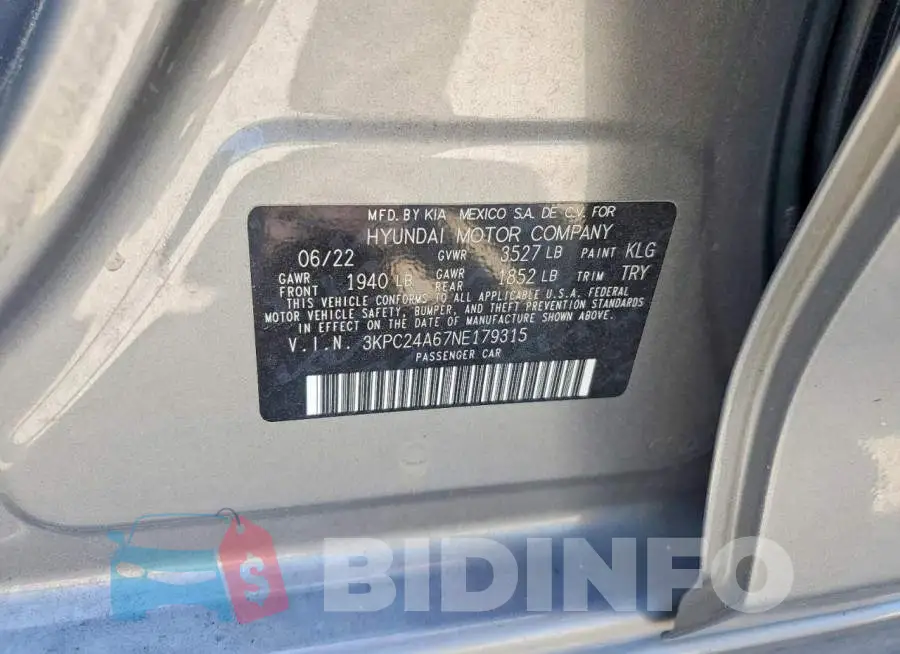 3KPC24A67NE179315 Photo# 12