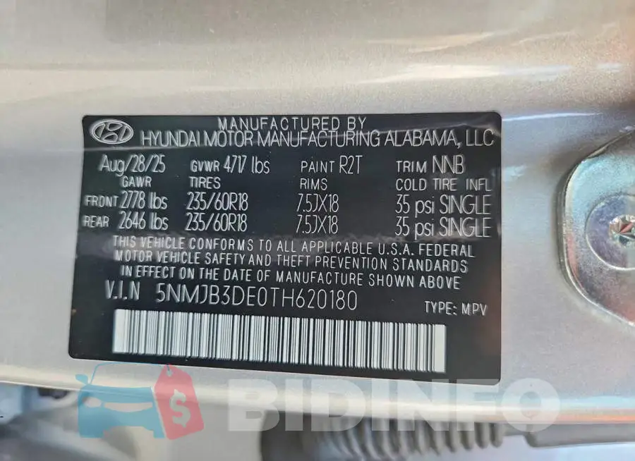 5NMJB3DE0TH620180 Photo# 12