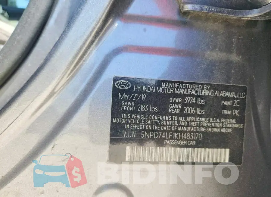 5NPD74LF1KH483170 Photo# 12