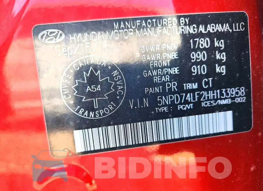 5NPD74LF2HH133958 Photo# 13