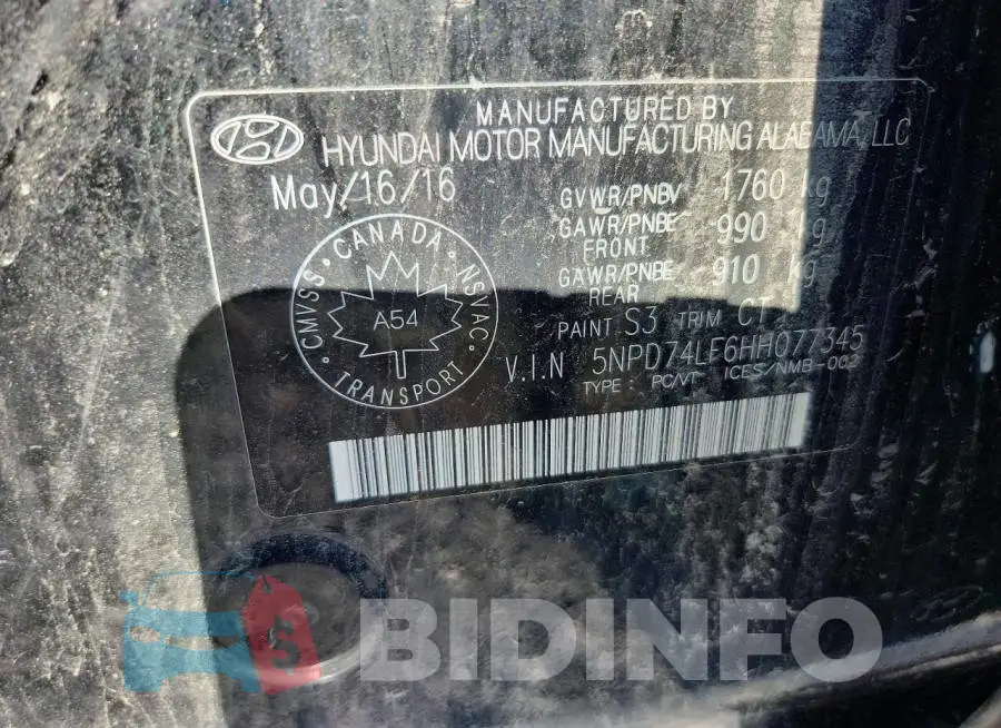 5NPD74LF6HH077345 Photo# 13