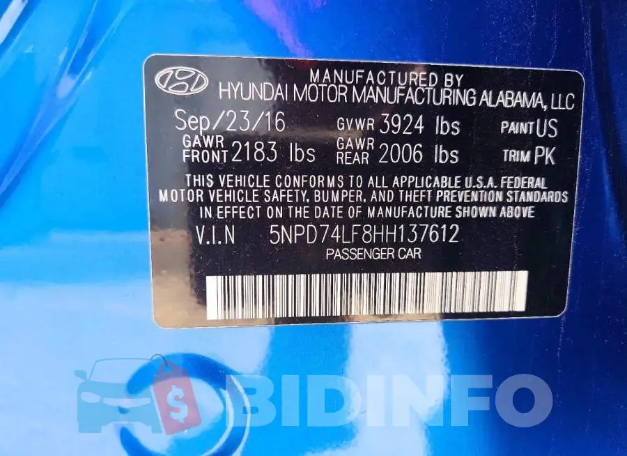 5NPD74LF8HH137612 Photo# 13