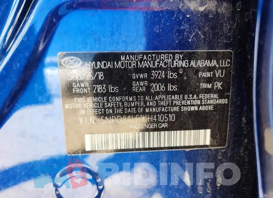 5NPD84LF1KH410510 Photo# 12