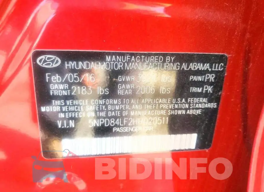 5NPD84LF2HH020511 Photo# 12
