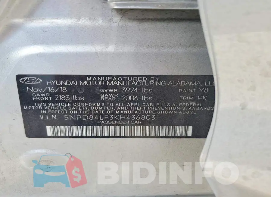 5NPD84LF3KH436803 Photo# 12