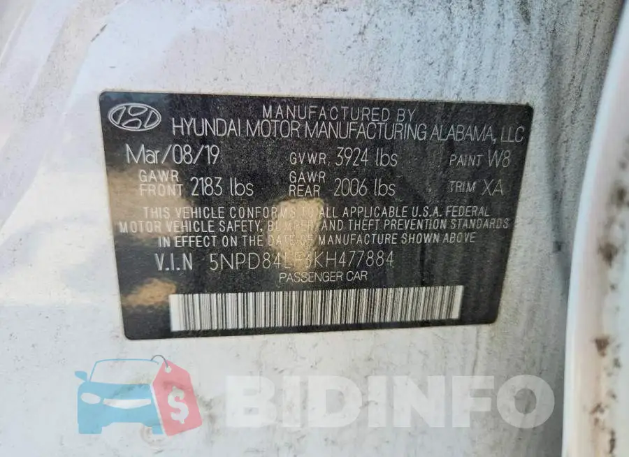 5NPD84LF3KH477884 Photo# 12