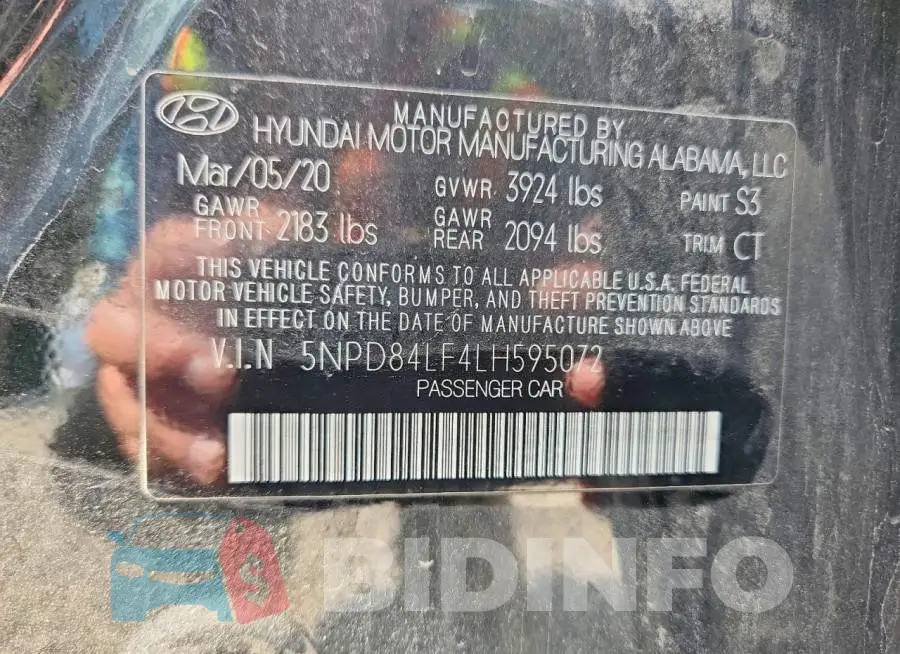 5NPD84LF4LH595072 Photo# 13
