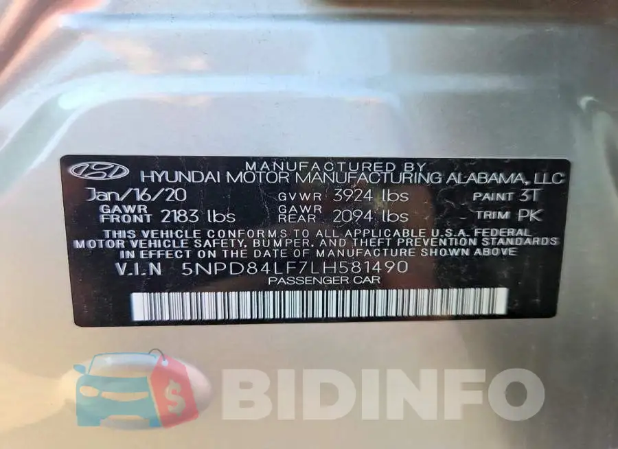 5NPD84LF7LH581490 Photo# 13