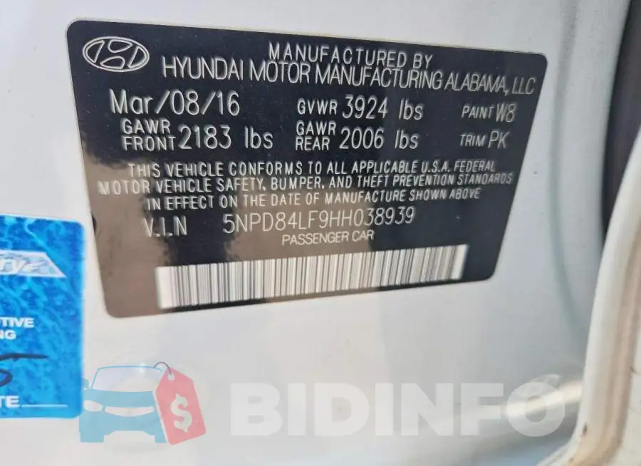 5NPD84LF9HH038939 Photo# 12