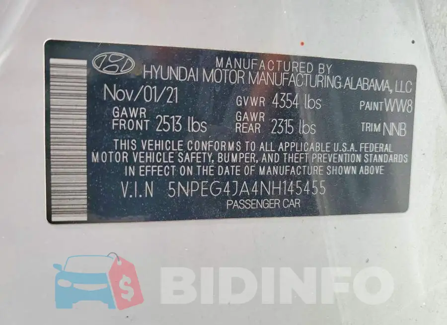 5NPEG4JA4NH145455 Photo# 12