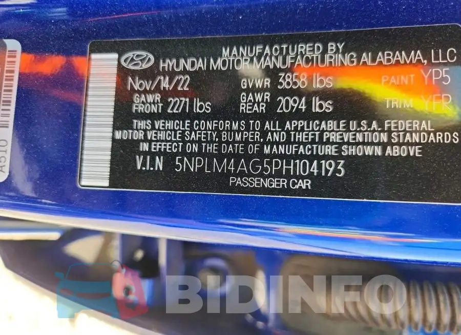 5NPLM4AG5PH104193 Photo# 13