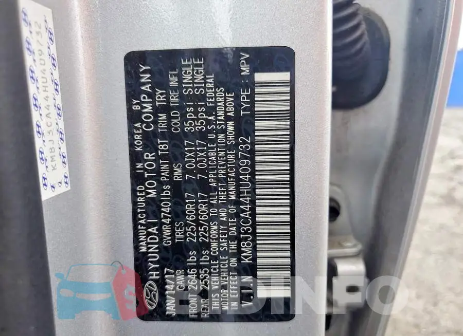 KM8J3CA44HU409732 Photo# 14