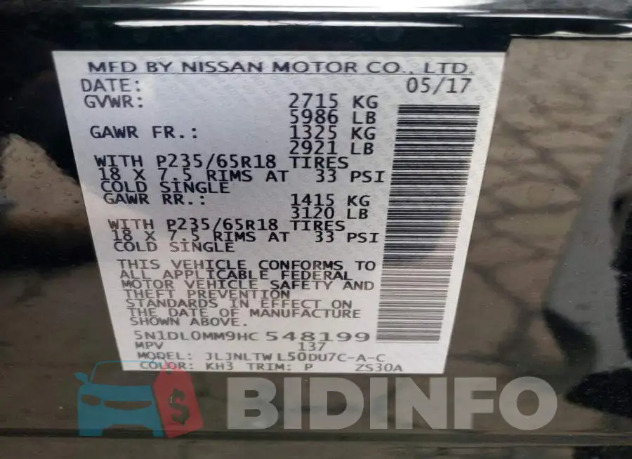 5N1DL0MM9HC548199 Photo# 13