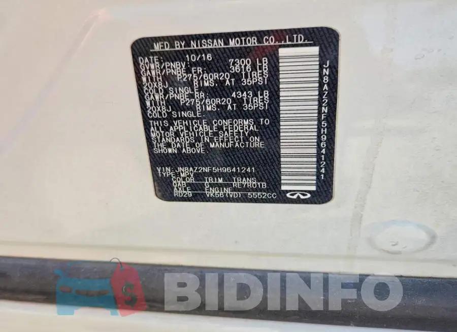 JN8AZ2NF5H9641241 Photo# 13