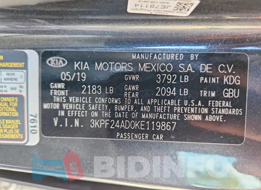 3KPF24AD0KE119867 Photo# 12