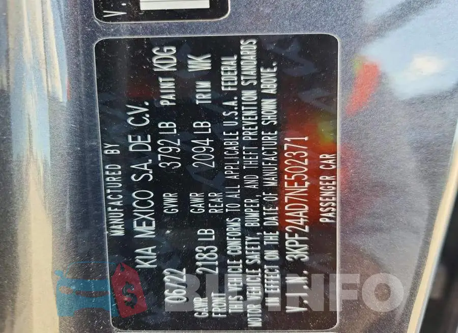3KPF24AD7NE502371 Photo# 13