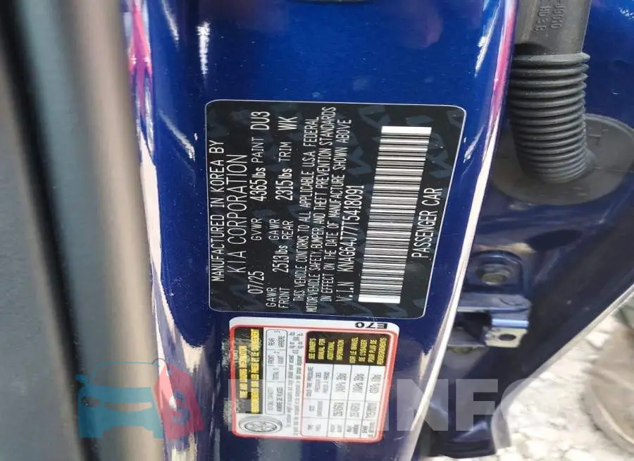 KNAG64J77T5418091 Photo# 12
