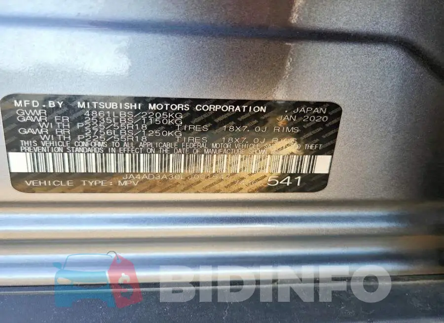 JA4AD3A30LJ001547 Photo# 14
