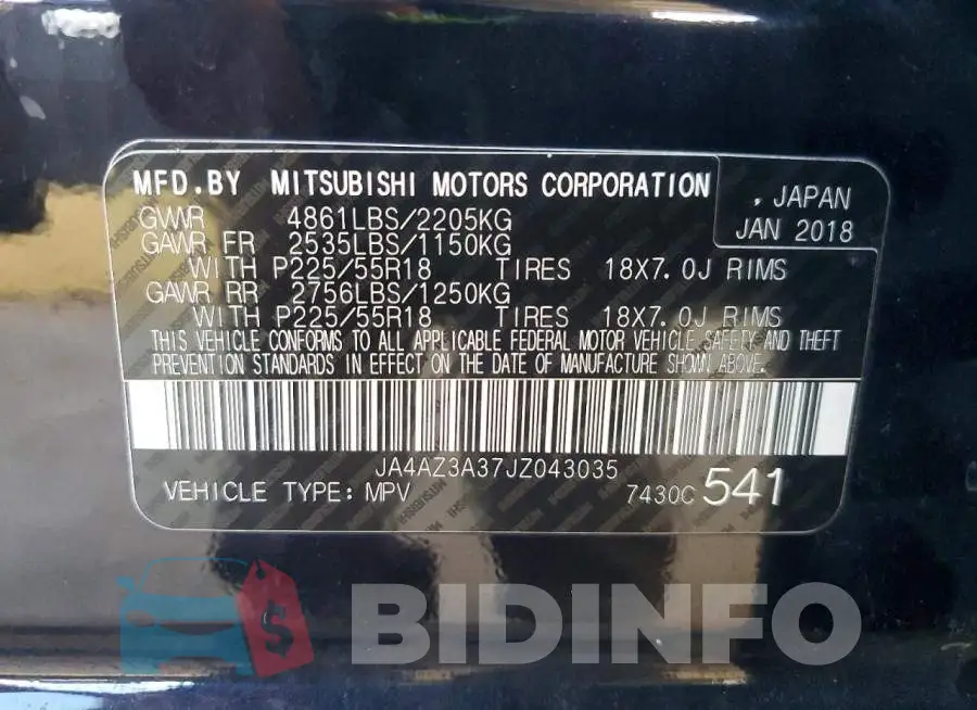 JA4AZ3A37JZ043035 Photo# 13