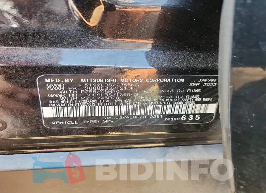 JA4J3VA88PZ012281 Photo# 14
