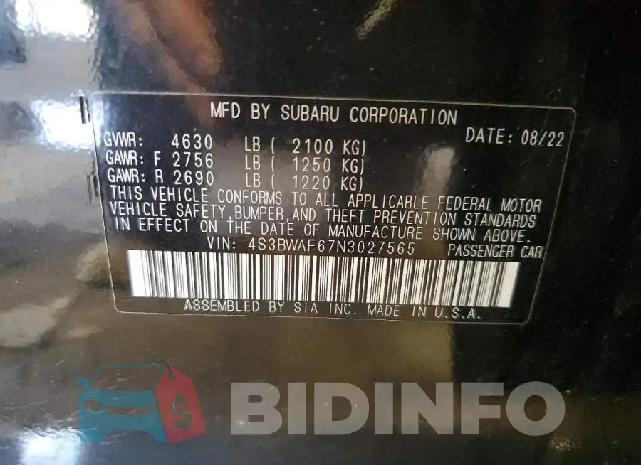 4S3BWAF67N3027565 Photo# 13