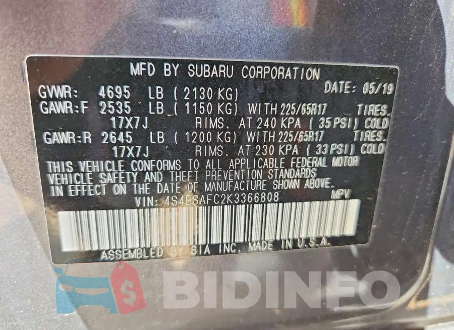 4S4BSAFC2K3366808 Photo# 13