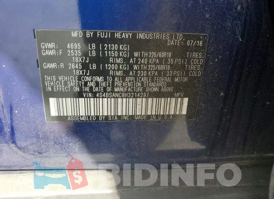 4S4BSANC8H3214297 Photo# 13